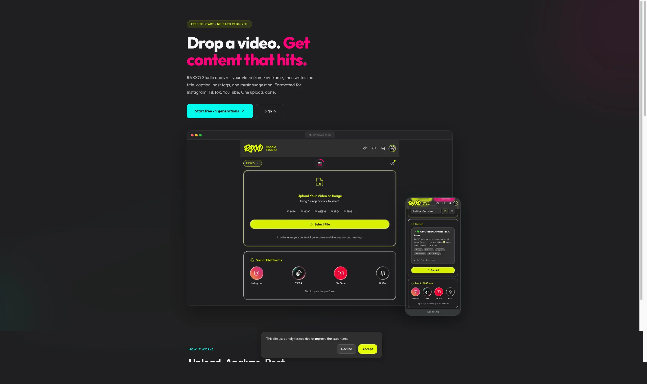 RAXXO Studio - Upload your video or image