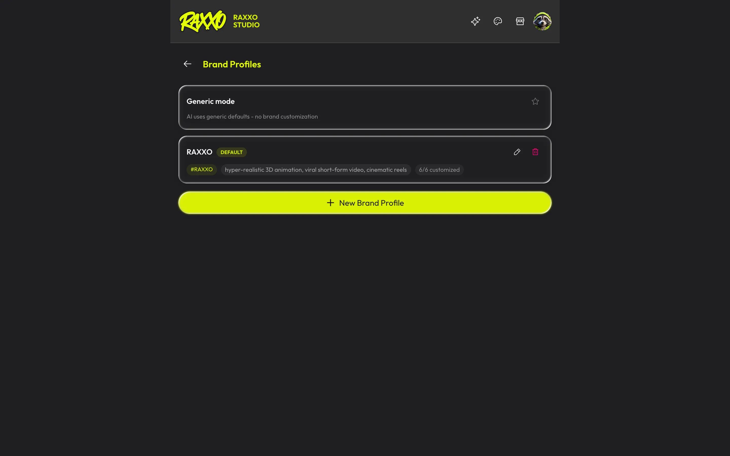 Brand profiles feature